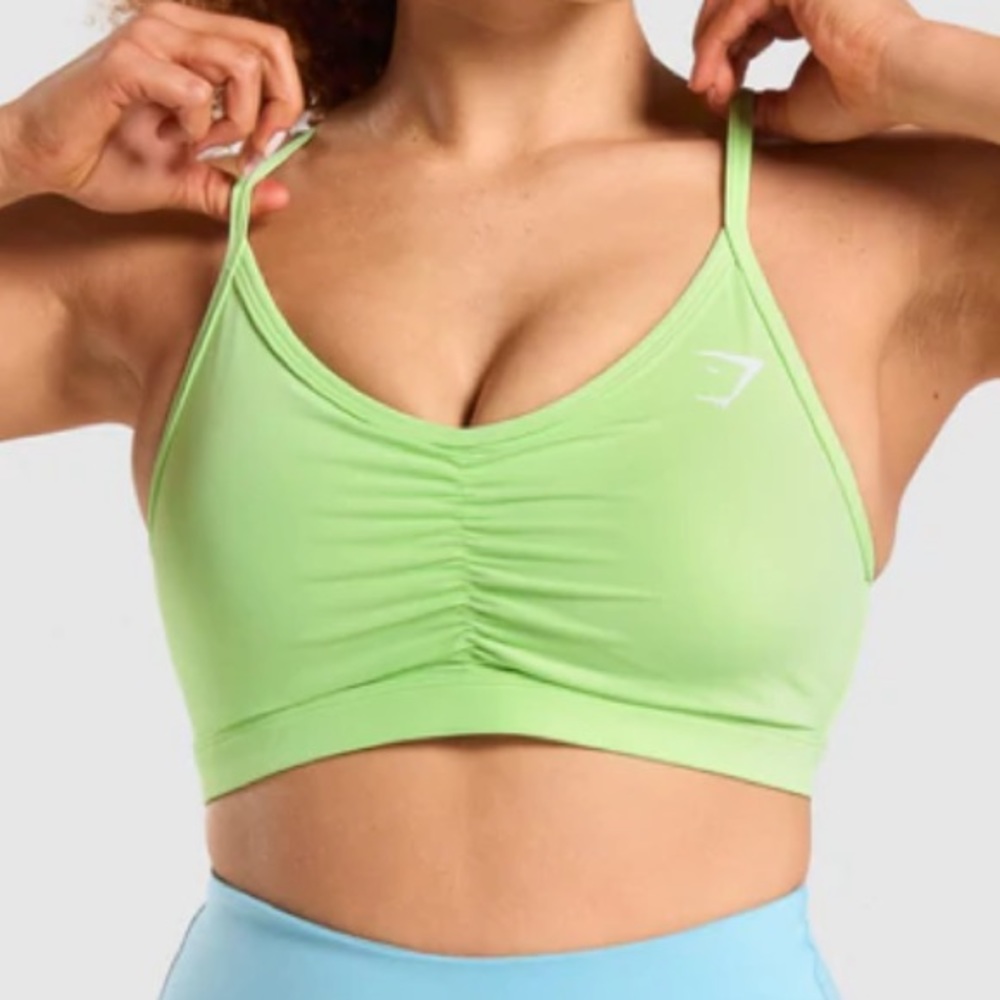 Gymshark Ruched Training Bra Lime Green